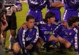 Raúl junto a Zamorano el día de su debut en Primera